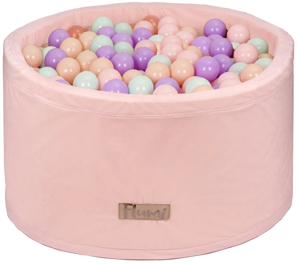 Flumi - Schuim Kinder Ballenbad - Inclusief 200 Ballen - Afneembare Hoes - Roze met Paarse, Mintgroene en Perzikkleurige Ballen
