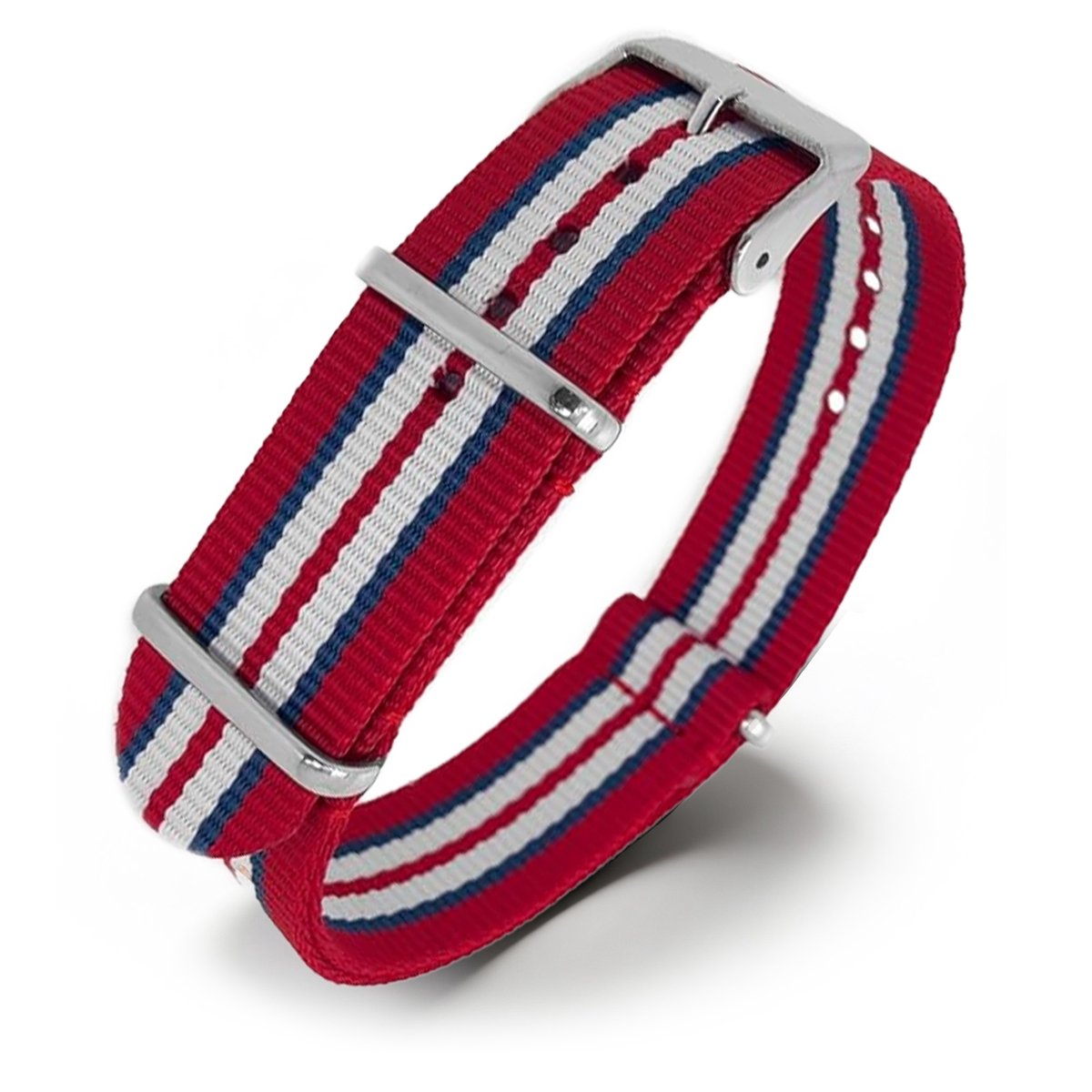 NATO Horlogeband G10 Military Nylon Strap - Rood Blauw Wit 18mm