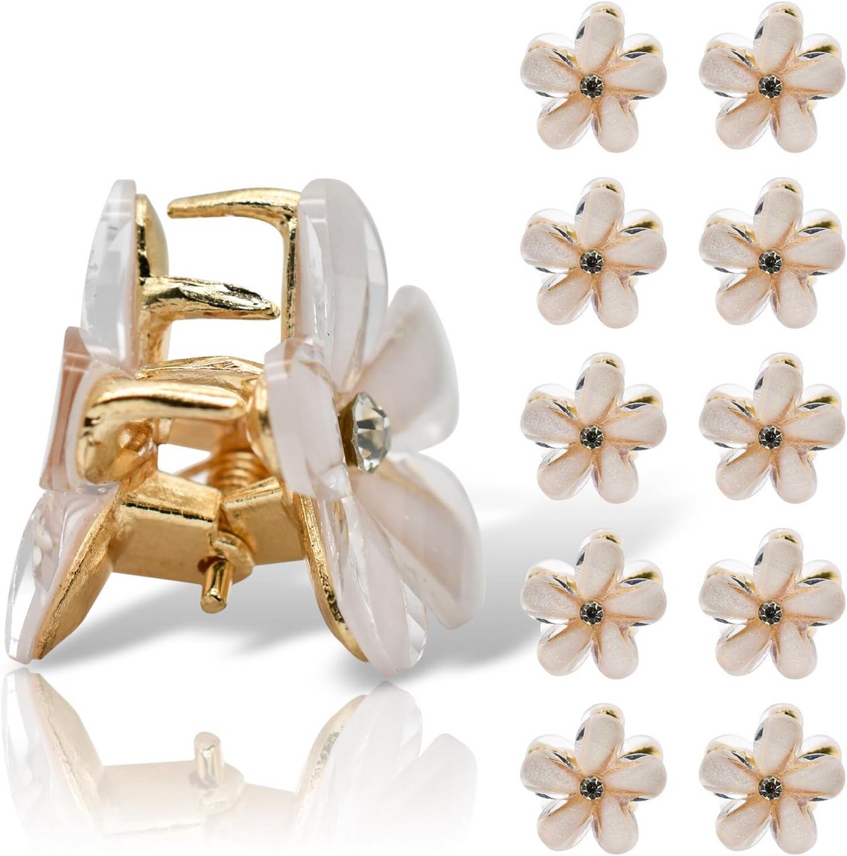 Set van 10 Mini Bloem Haarspeldjes - Antislip Haar Klemmetjes voor Dames en Meisjes