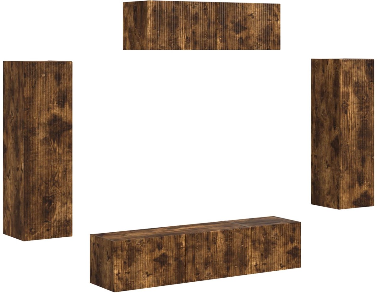 vidaXL - TV - Kast - 5 - st - Rook - Eiken