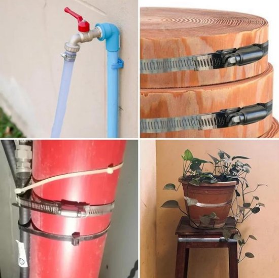 Slangklemmen van 304 roestvrij staal - Ringklemmen - Spanbanden 12,6 mm breed - 3,5 m lang + 12 klemkoppen - Inclusief spanbanden - Stalen gesp - Hose Clamps 304 RVS - Verstelbare DIY Slang voor Waterleiding - Tank - Gaspijp - Koeler - Auto Buizen van Merkloos — afbeelding 5