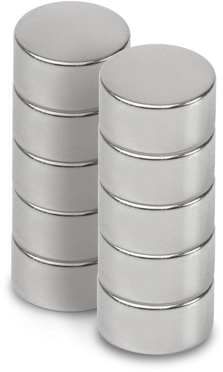 10x Neodymium Schijfmagneten Zelfklevend Ø 10 x 5 mm - Sterke Platte Ronde Magneten
