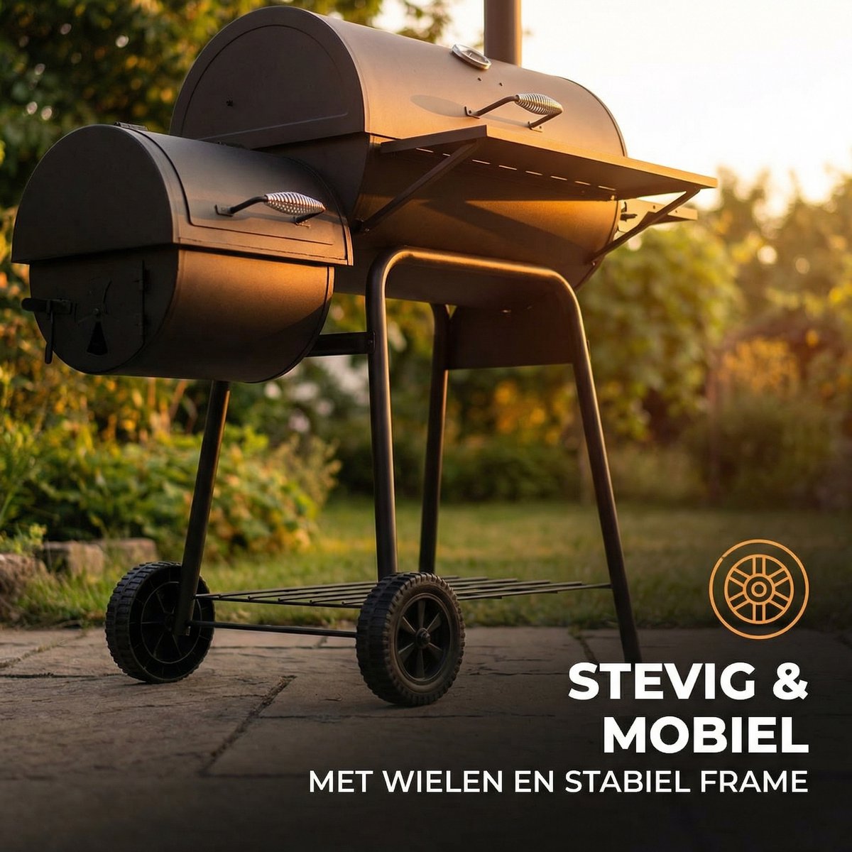 Lugia Houtskool BBQ - Smoker Barbecue – 136 cm – Grote Grill 66x41 cm - Warmhoudrek – Zijtafel met Flessenopener – Zwart – foto 4
