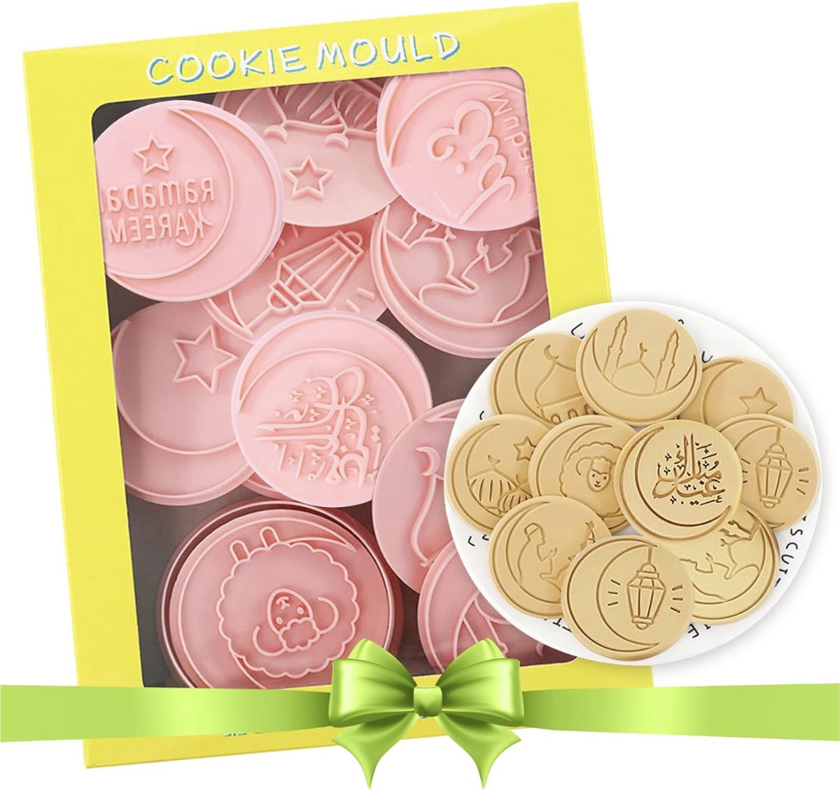 Eid Mubarak 3D Fondant Mal Ramadan Cake Decoratie 10 stuks– Islamitische Taart Decoratie – Fondant Vorm voor Biscuit, Gebak en Koekjes – Kunststof Cake Mold