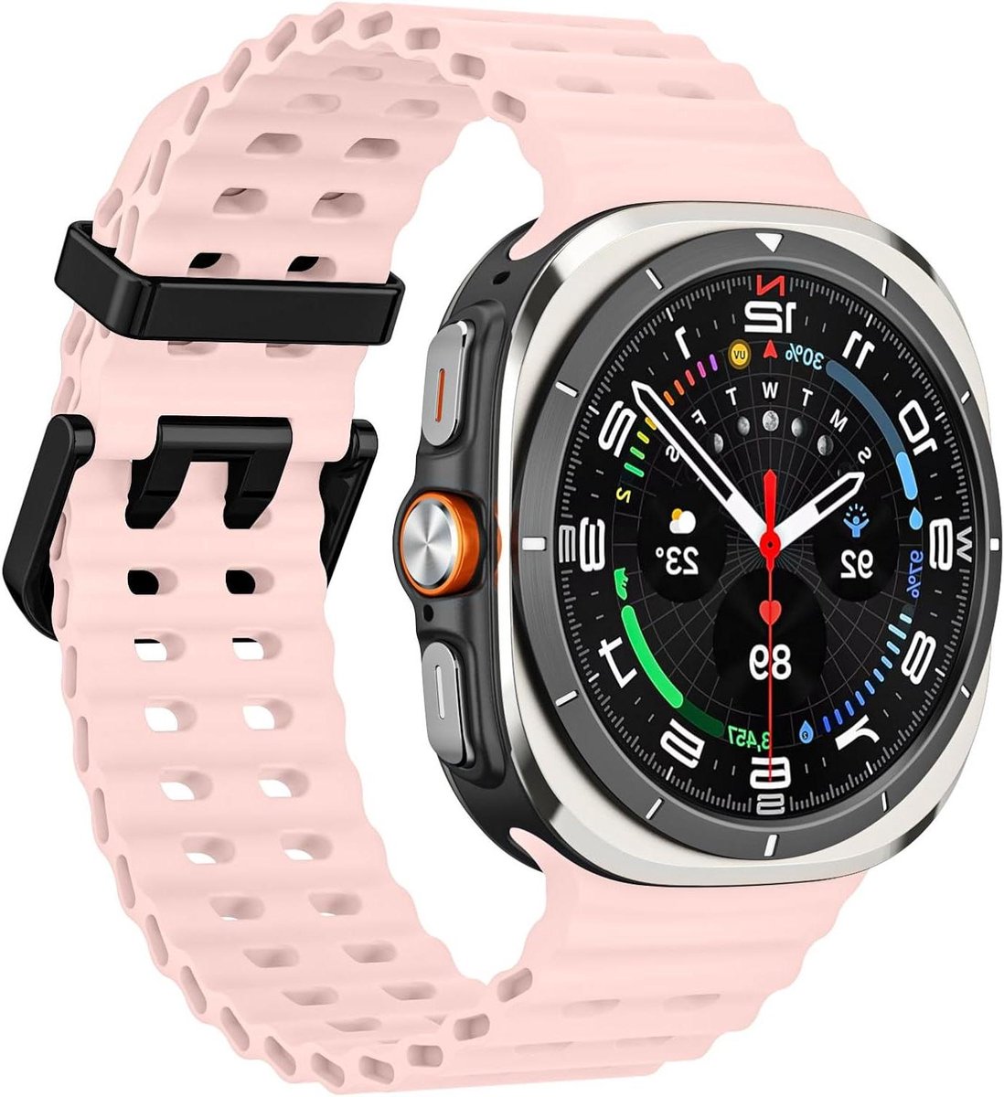 Siliconen sportband voor Samsung Galaxy Watch 47mm - Waterdicht en ademend - Marine band geschikt voor vrouwen en mannen met Samsung Watch 7 Ultra.