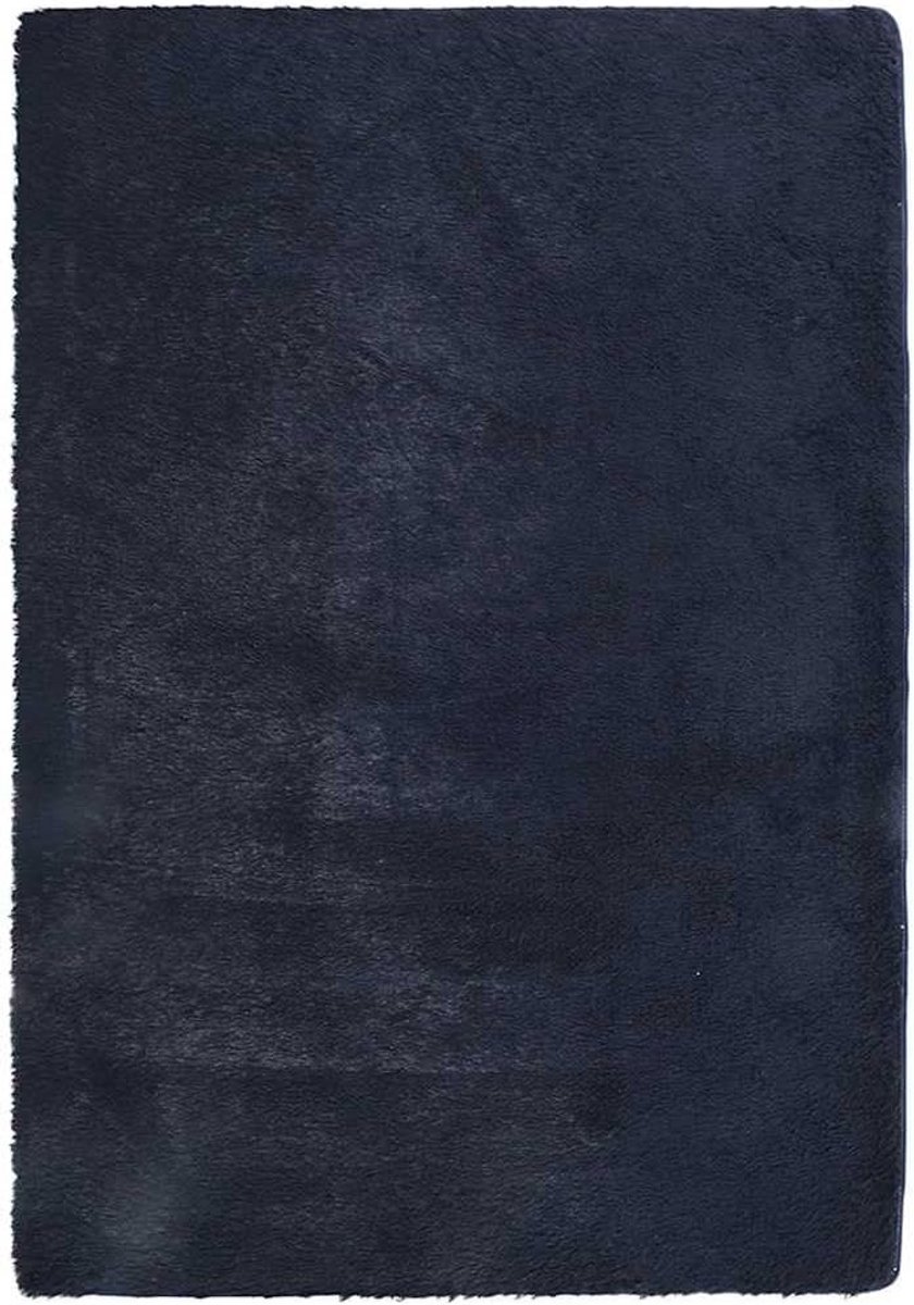 Hoogpolig Vloerkleed Donkerblauw 200x290 cm Pluizig Tapijt voor Woonkamer en Slaapkamer