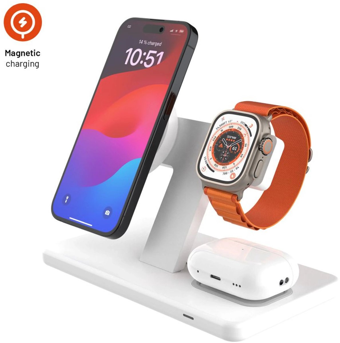 FIXED FIXMPOS-WH oplader voor mobiele apparatuur Smartphone, Smartwatch, Hoofdtelefoons Wit USB Draadloos opladen Snel opladen Binnen
