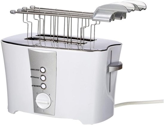 Zyrex®Broodrooster met Tostiklemmen - Tosti Apparaat 600 Watt – Toaster 240 Volt -Wit - 14cm x 26cm x 22cm