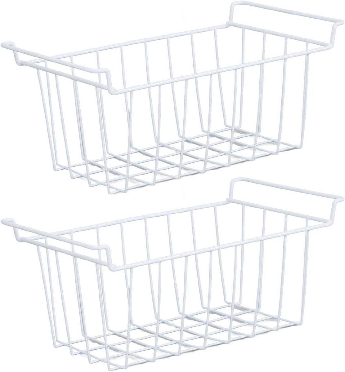 2x Diepe Metalen Diepvriesmanden met Handvatten - Draadmand Organiser voor Keuken, Pantry en Kastopslag