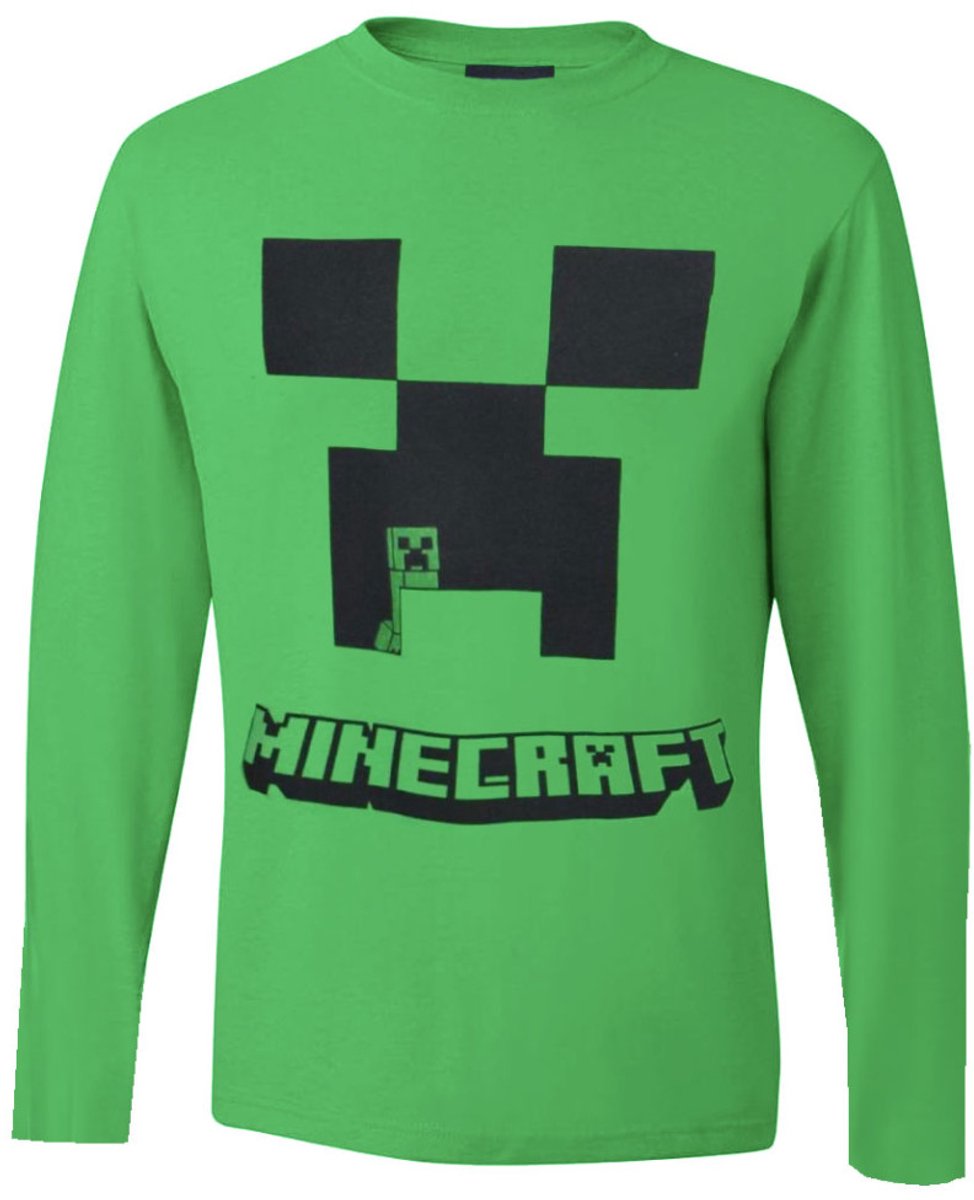 Minecraft T-shirt Lange Mouw - Maat 128 - 8 Jaar