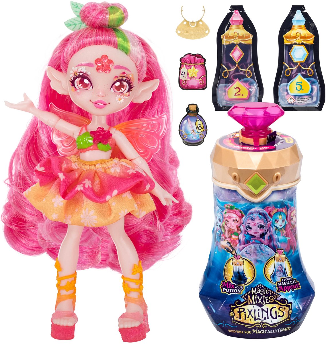 Magic Mixies Pixlings Fee Faye Magische pop + set met toverdrankjes, speelgoed voor meisjes 5+
