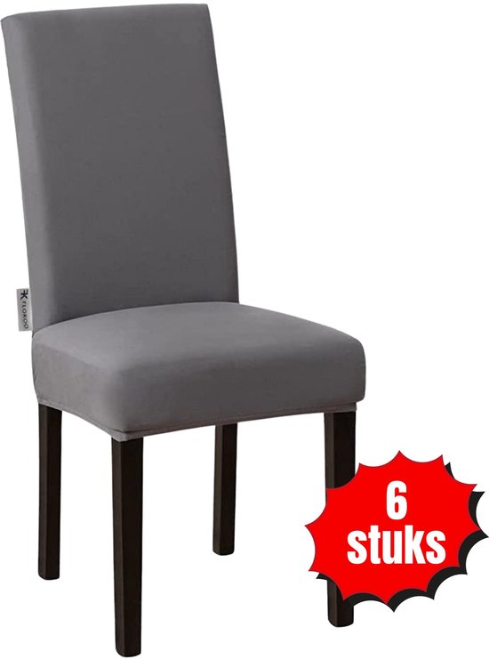 Stoelhoezen - Eetkamerstoel Hoes - 6 Stuks - Grijs - Bescherm stijlvol je stoelen - Eetkamerstoel Hoes Stretch