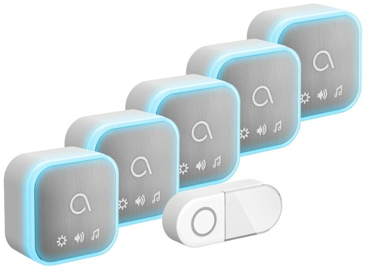 Avidsen 102508-5 Sona-T Battery draadloze deurbel met 5 ontvangers op batterijen