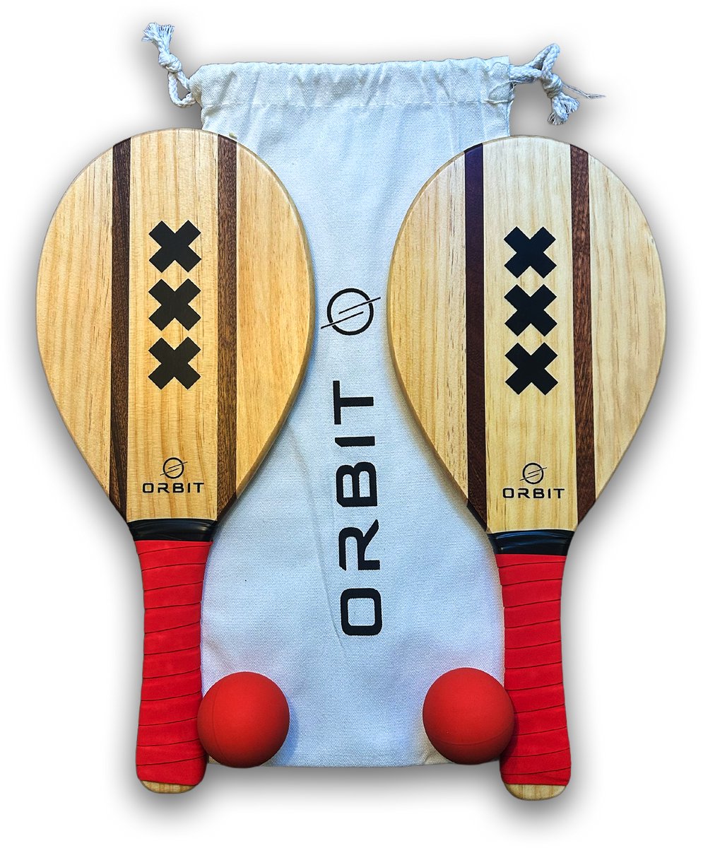 ORBIT - Frescobol - Bat & Ball Set van 2 rackets en 2 ballen - inclusief stoffen tas