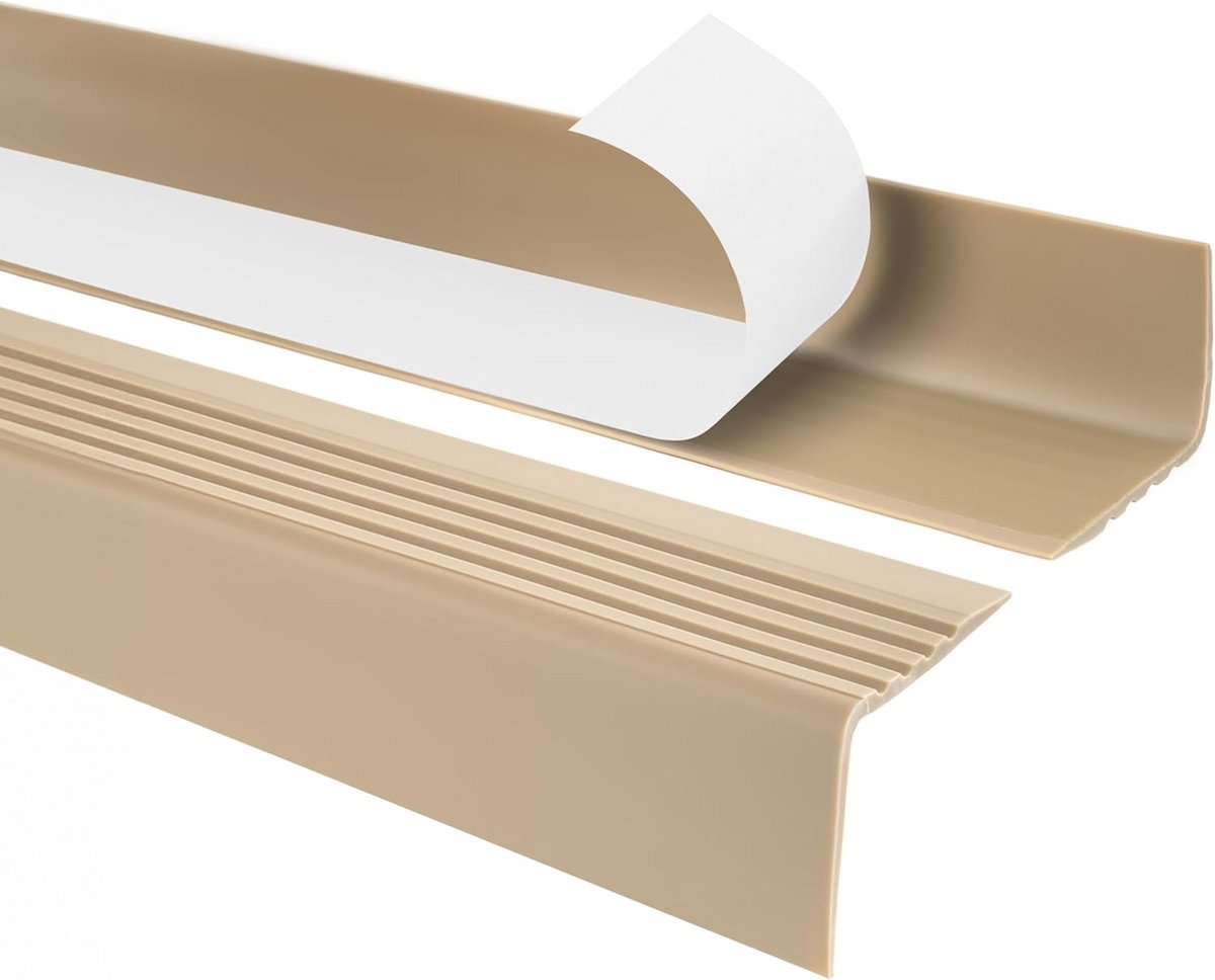 Zelfklevende PVC Traprandprofiel 50x42mm Beige - Antislip Randbescherming voor Traptreden