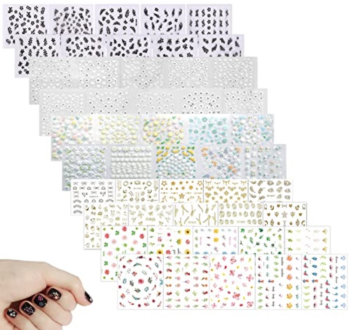 Set van 50 decoratieve nagelstickers voor zelfontwerp - veelzijdige patronen