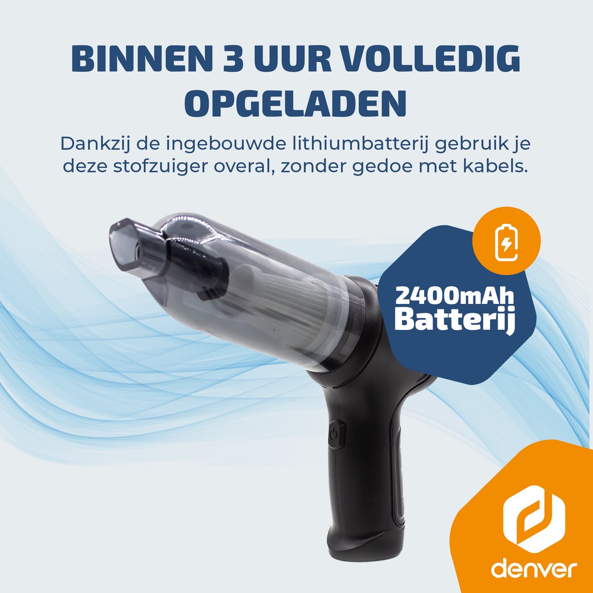 Denver Stofzuiger - Kruimeldief - Auto stofzuiger - Air Duster - 6 opzetstukken - Zuigen en blazen - Handstofzuiger - Stofreiniger - HVC45 — afbeelding 2