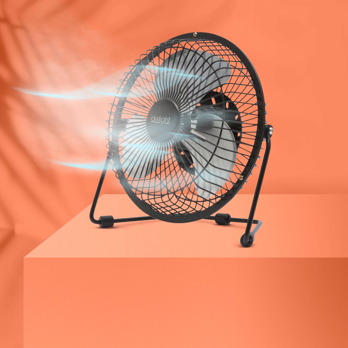 USB Mini Ventilator - Zwarte Bureauventilator Met 180° Draaibare Kop - 18 cm Diameter - Roestvrijstalen Bladen [51110]