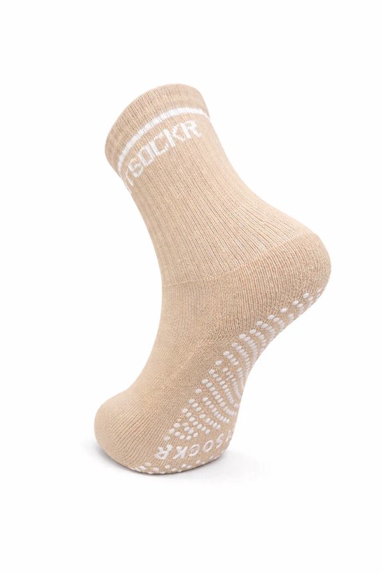 FitSockr Gripsokken Balance - Grip Sokken Pilates - Antislip Sokken Dames - Sportsokken met grip - Beige - maat 37/40 van Merkloos — afbeelding 2