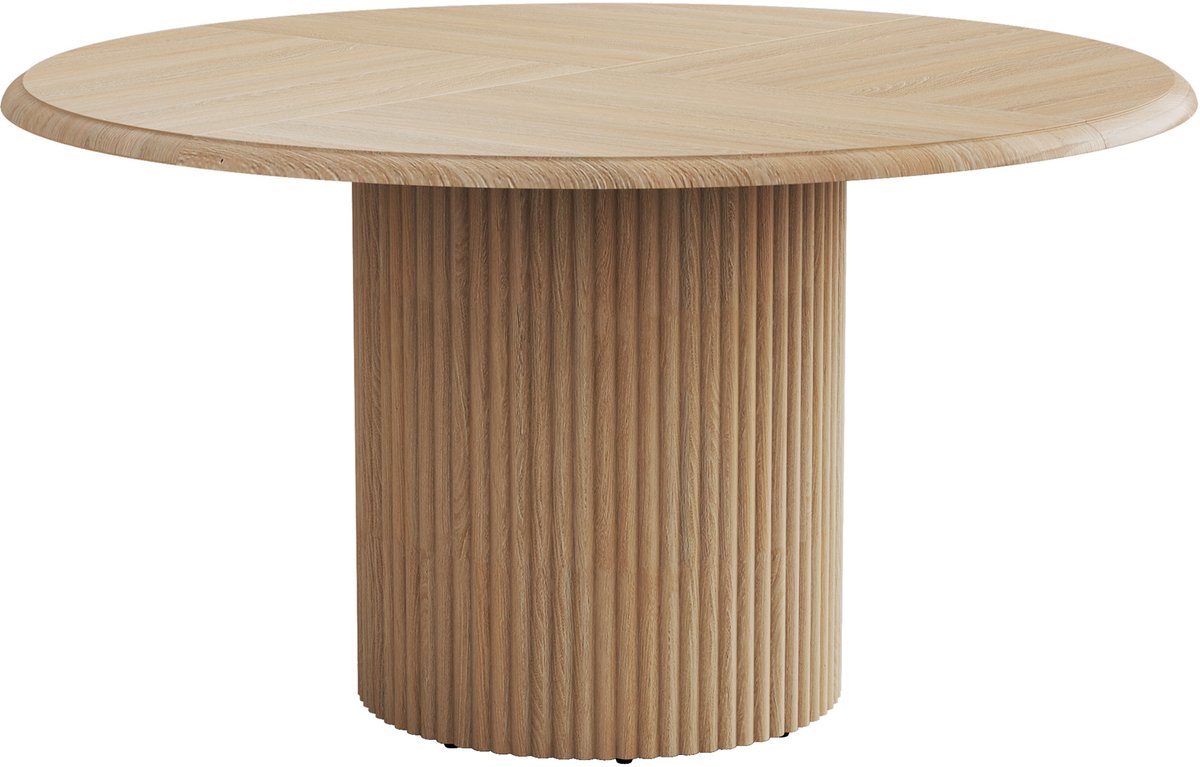 Ronde eettafel – Bruin – Ronde tafel – Keukentafel rond – Eetkamertafel – Moderne stijl – 120 CM – Tafelvoet kolompoot