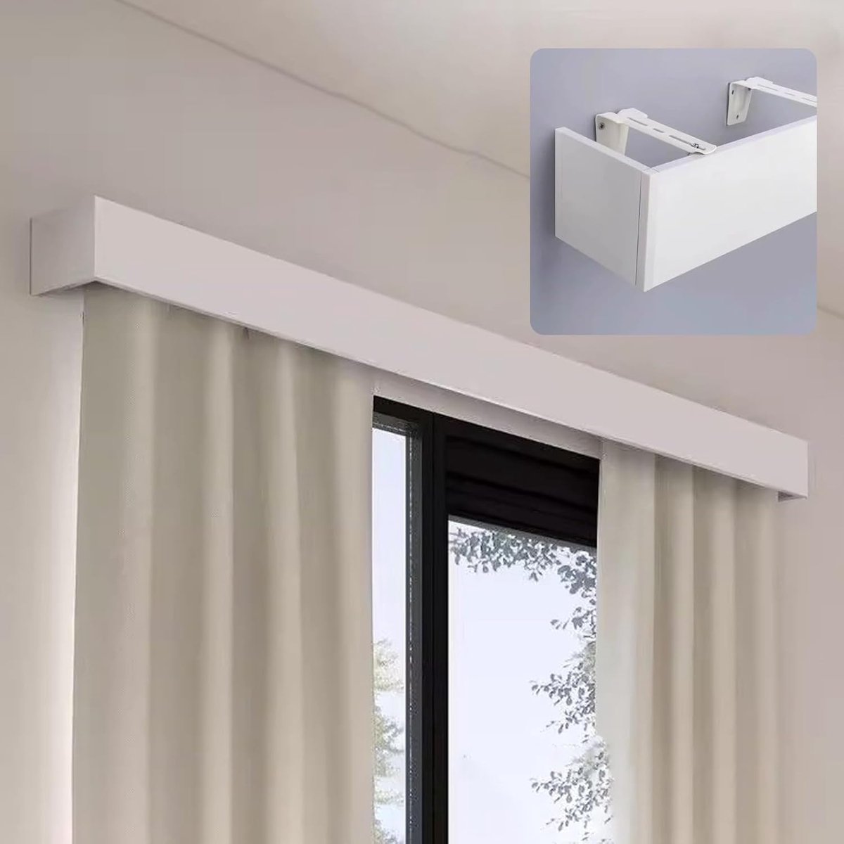 Gordijnrails Afdekking - Raambekleding Paneel - Privacy Creëren - Op Maat Knipbaar - 270cm Lengte - Aluminium