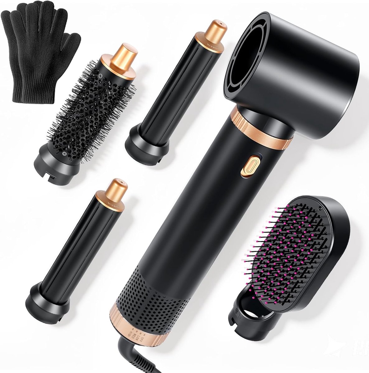 Luchtstyler Blaasborstel - Multistyler Haardroger - Volume Glad Maken - 5-in-1 Functies - 25 x 25 x 25 cm - Zwart