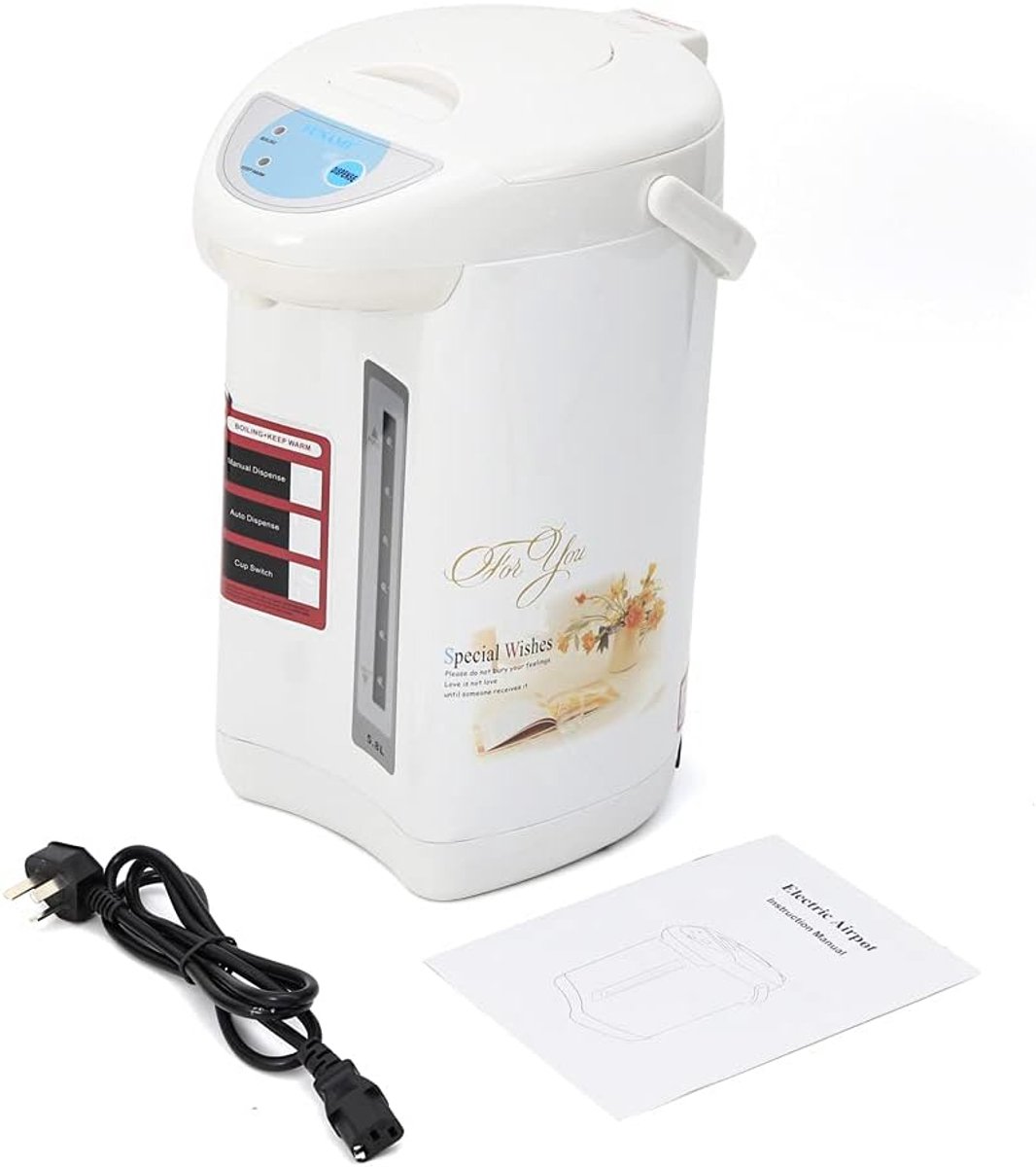 Waterdispenser - Warmwaterkoker Thermopot - Snel Warm Water - Draagbaar Ontwerp - 4 Liter Capaciteit - Wit
