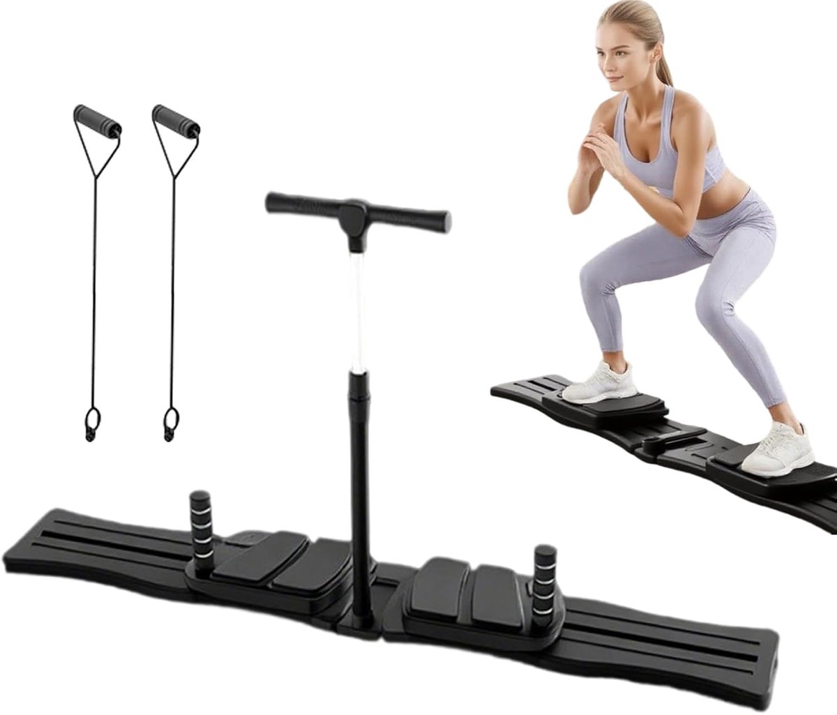 Pilates Trainingsbord - Core Trainer - Abdominale Oefeningen - Draagbaar en Vouwbaar - 75 x 13.5 cm - Zwart