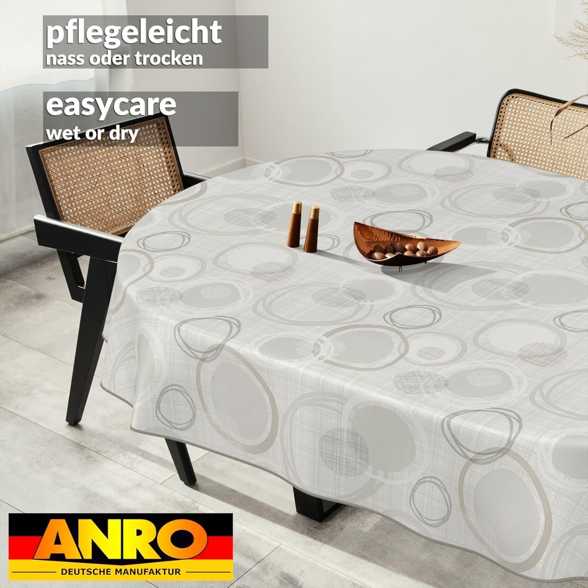 Tafelzeil Afwasbaar - Beschermhoes Tafel - Bescherming Tafel - Waterafstotend & Vuilafstotend - 240 x 140 cm - Wit Grijs
