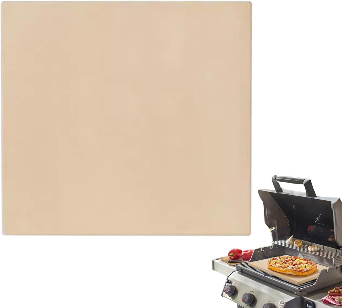 Pizzasteen Vierkant - Bakplaat Steen - Oven Grillen Bakken - Keramisch Materiaal - 30 x 30 cm - Multicolor