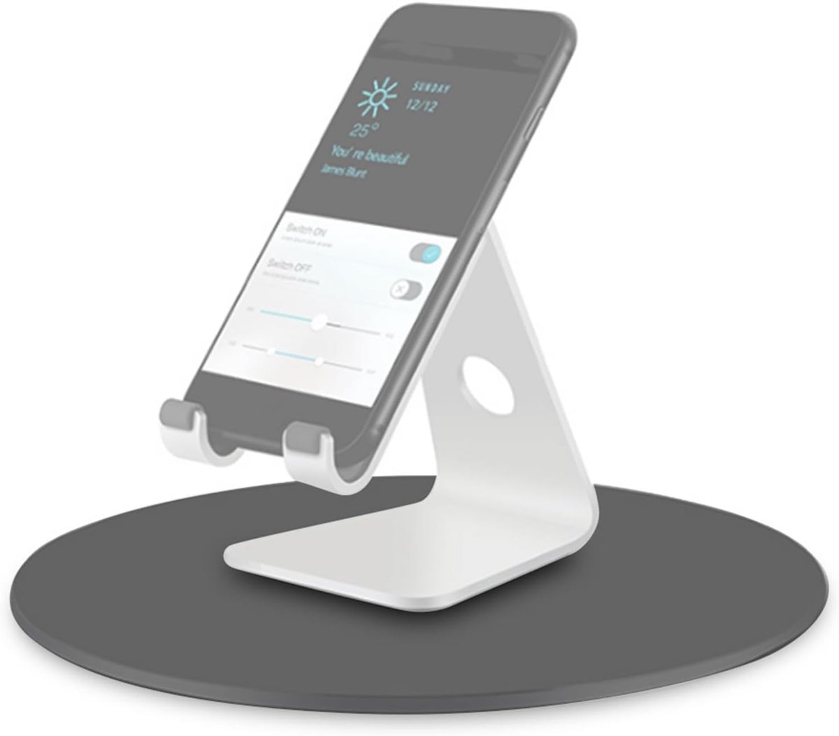 Monitor Draaiplateau - Scherm Roterende Voet - Bureau Organisatie - 360 Graden Rotatie - 23x23x1cm - Grijs Mat