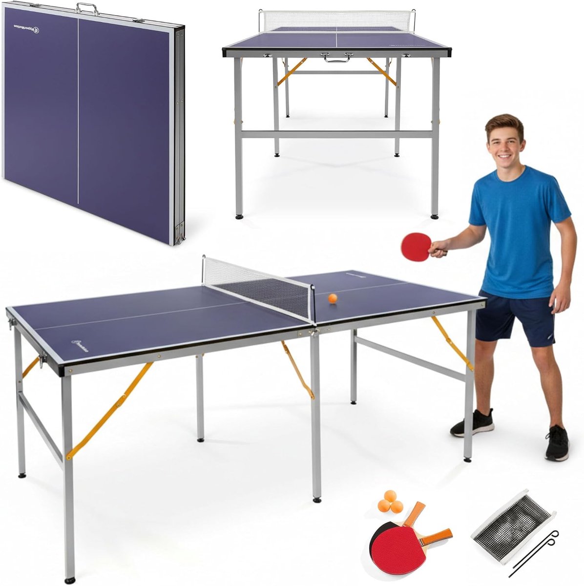Opvouwbare Tafeltennis Tafel - Ping Pong Tafel - Thuis Spelen - Compleet met Net - 180 cm Lengte - Marineblauw