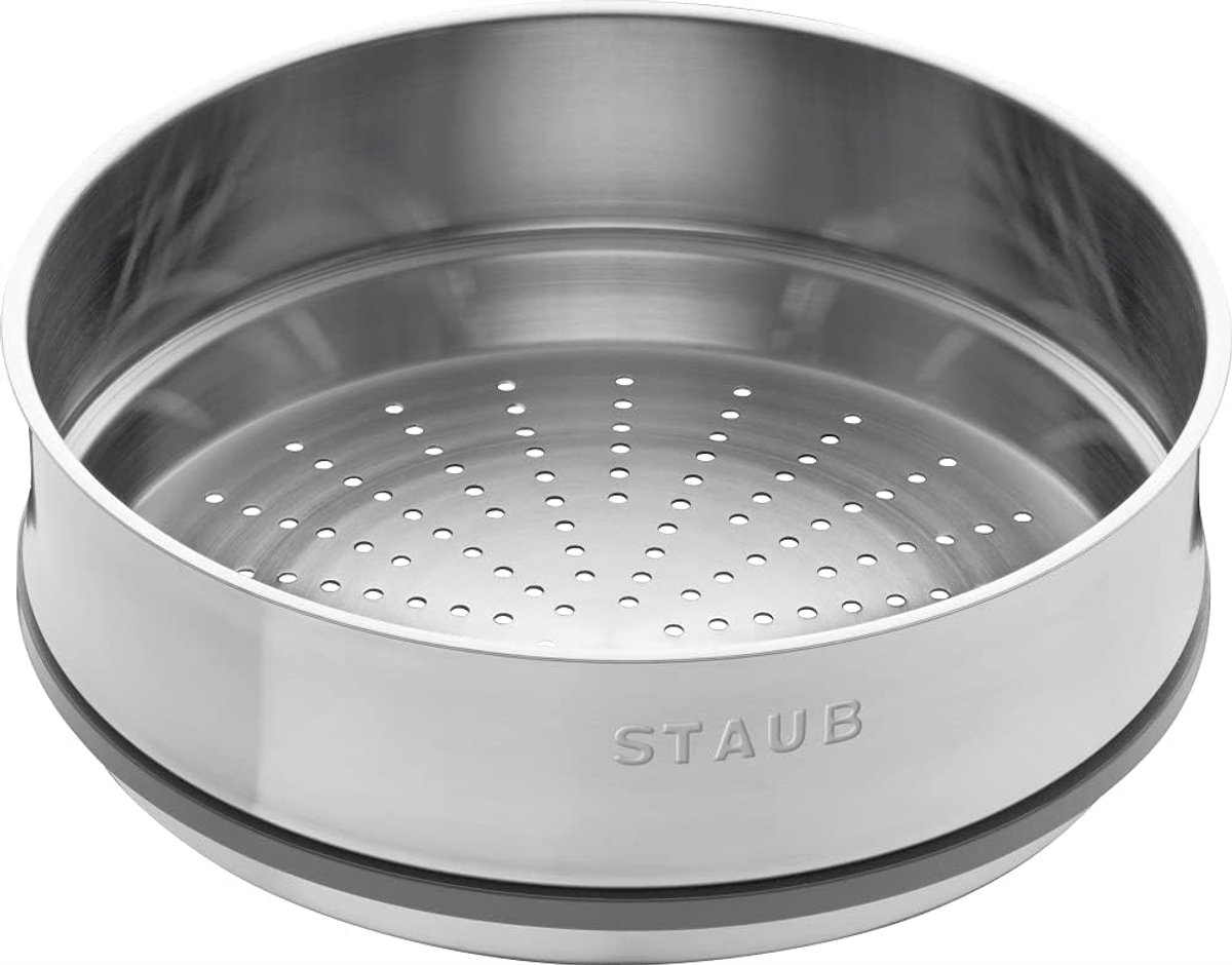 Stoominzet RVS Stoommandje Keuken Gezond Koken Sterke Siliconen Afdichting 24 cm Diameter Zilver