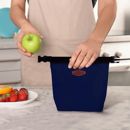 Geïsoleerde Tas - Koeltas Boodschappen - Lunch School - Waterdicht Ontwerp - 27x26x8cm - Donkerblauw — afbeelding 5