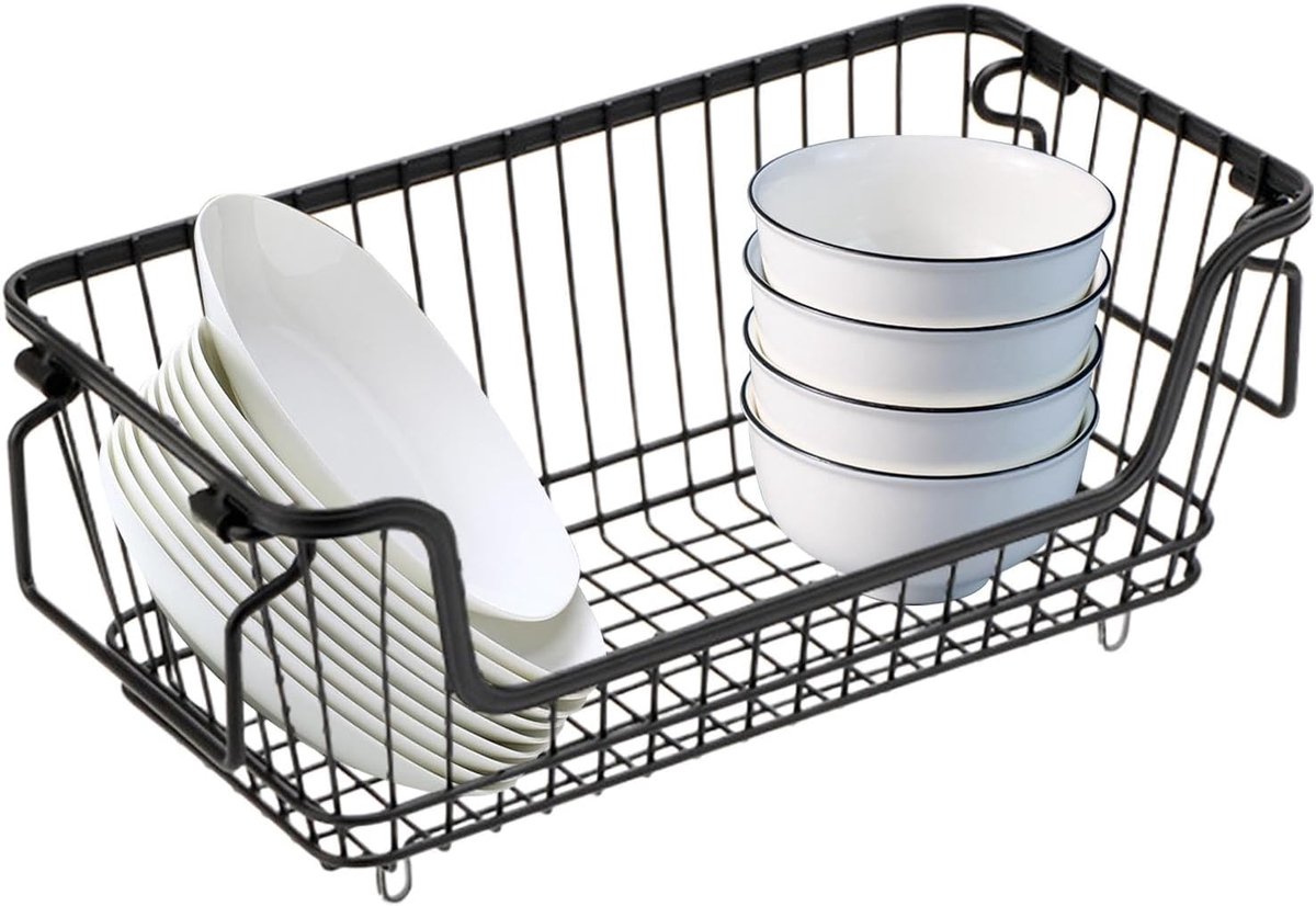 Vriezer Opbergbakken - Stapelbare Organizers - Voedsel Sorteren - Met Handvatten - 32x16x14 cm