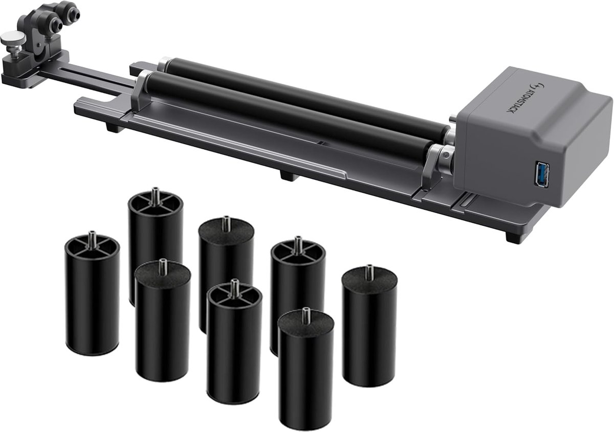 Laser Rotatie Module - Cilinder Graveren - Onregelmatige Objecten - Universele Compatibiliteit - 37x18x13 cm - Grijs