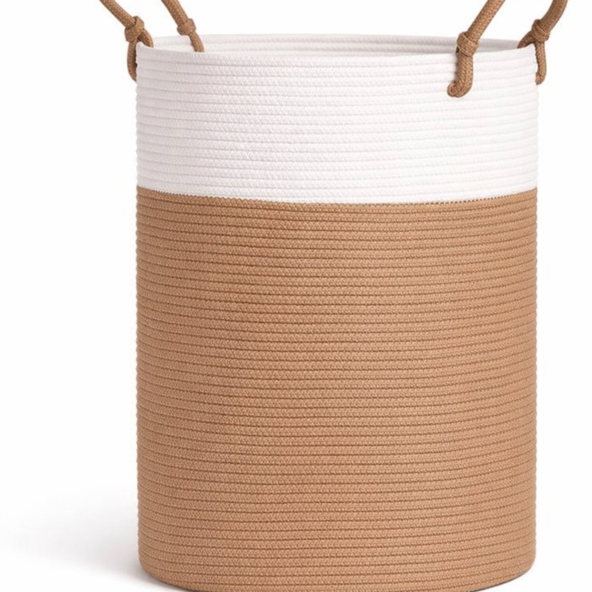 Wasmand Spieringstore - Gevlochten Katoen - Opbergmand Speelgoed - Handvatten - 35x50cm - Wit Camel
