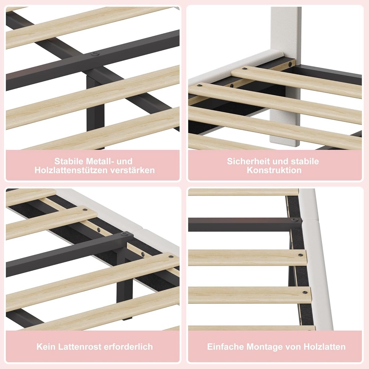 Kinderbed met Design - Jongensmeisjesbed - Slaapkamer Inrichting - Met LED Hazenoren - 90x200 cm - Roze Wit