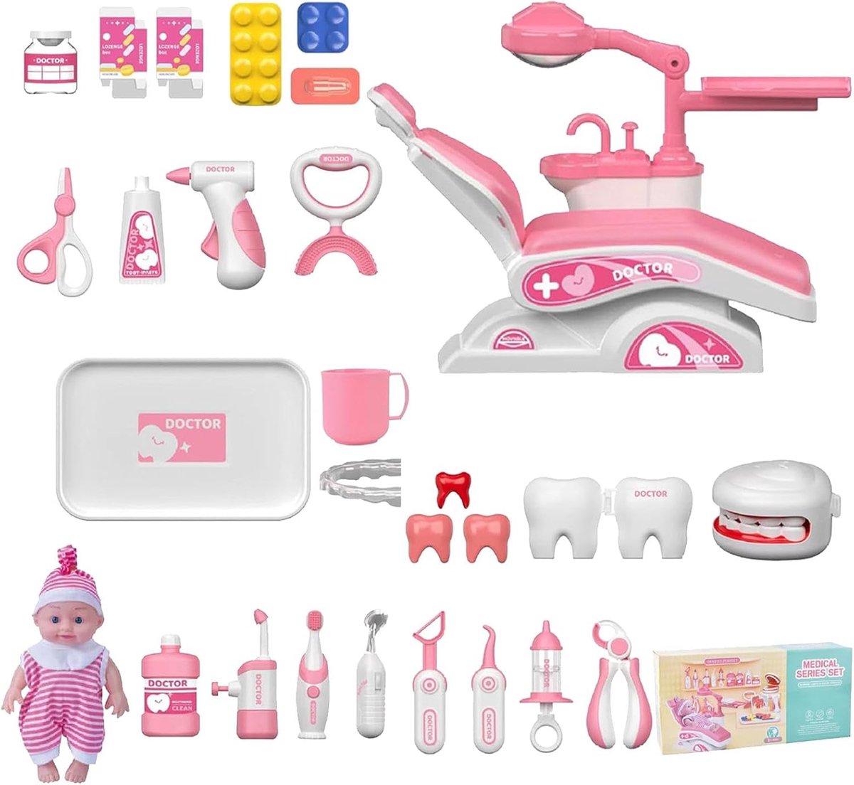Tandarts Speelset - Medische Kinderkit - Leren Spelen - Realistisch Ontwerp - 44 x 21 x 11 cm