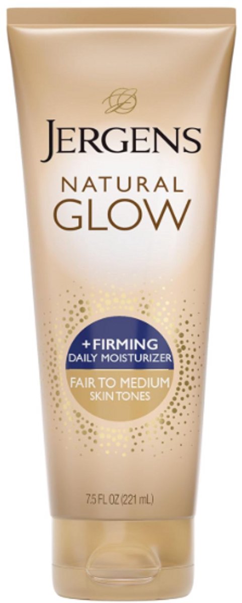 Jergens Natural Glow +Firming Zelfbruiner Body Lotion Fair to Medium 221ml – Hydraterende Zelfbruiner met Collageen & Elastine – Vermindert Zichtbaar Cellulite