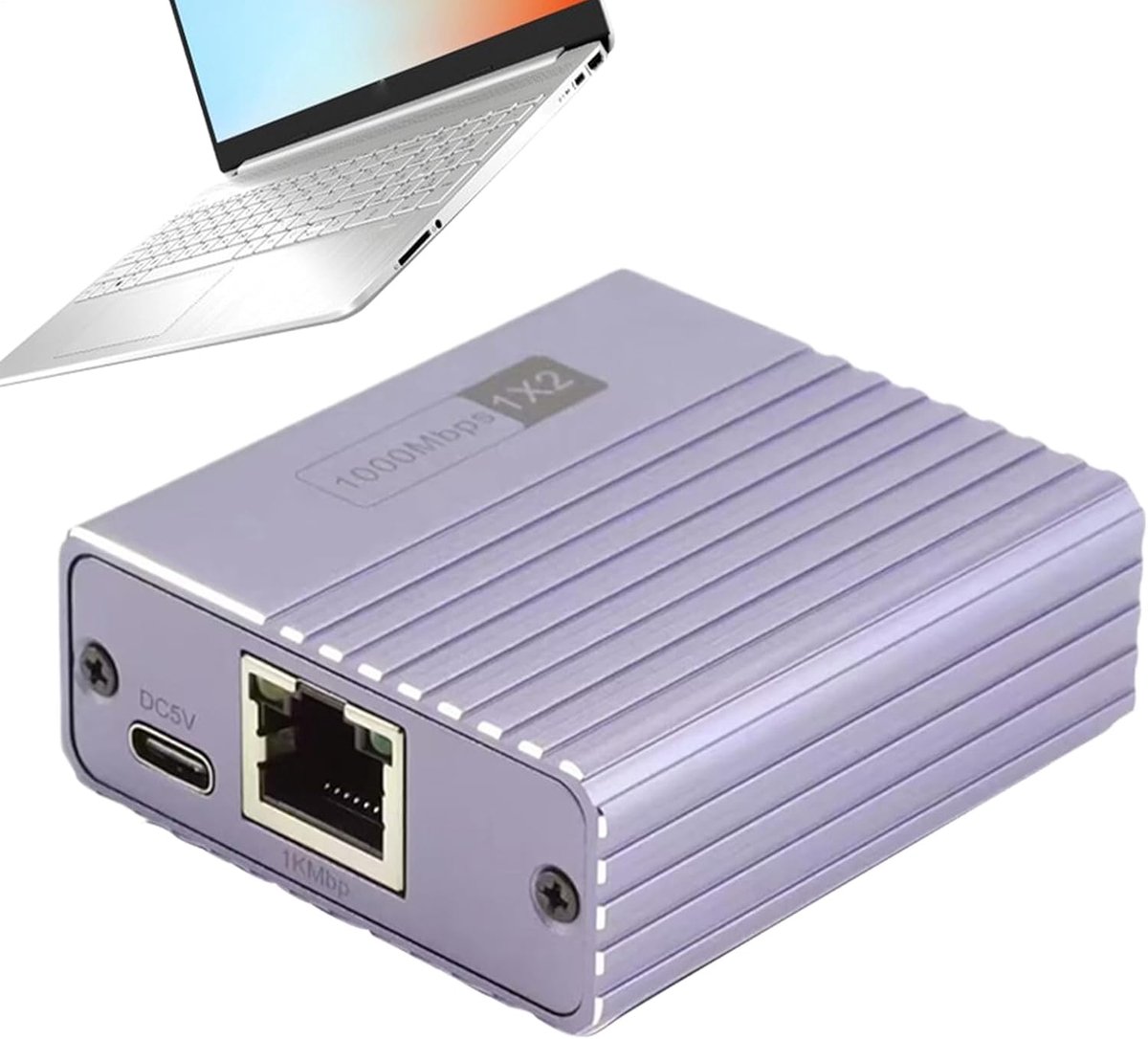 Ethernet Poortsplitter - LAN Extender - Netwerk Uitbreiden - 1000 Mbps Gigabit Snelheid - 1 tot 4 poorten - Paars