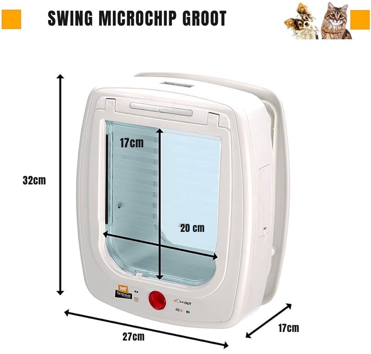 SVN® Kattenluik Met Chipherkenning - Kattenluik chip - Kattenluik met Microchip – Wit - 32cm x 27cm x 32cm thumbnail 3