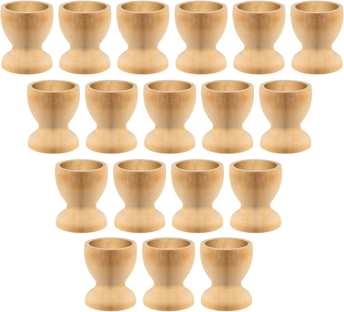 Houten Eierdopjes - DIY Decoratie - Kinder Kunst - Natuurlijk Hout - 3.8cm Hoog - Lichtbruin