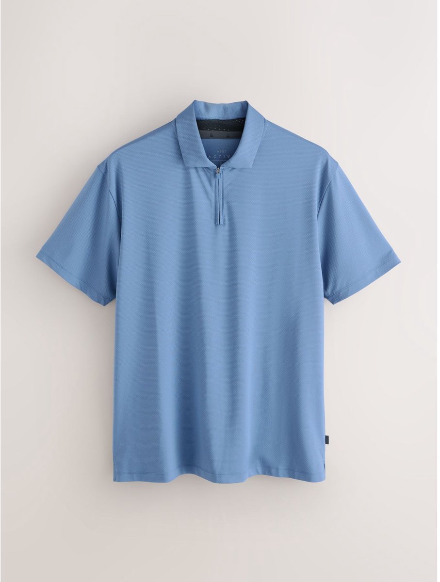Next - Heren - Active Golf poloshirt met textuur - Blauw