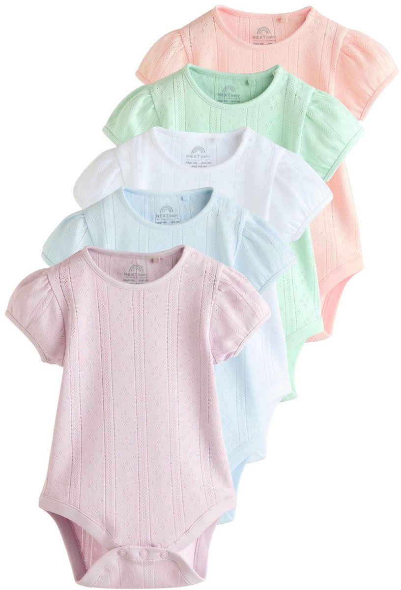 Next 5 Pak Korte mouwen Pointelle Baby Bodysuits