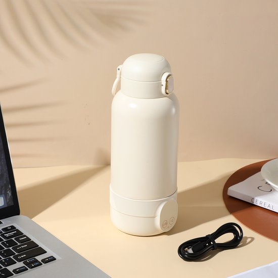Draagbare Flesverwarmer voor Onderweg - 500ml 2 min Snelle Verwarming - 6 Temperatuurstanden (37-55°C) - Oplaadbaar & Geschikt voor Borstmelk en Flesvoeding - Wit van Merkloos — afbeelding 2