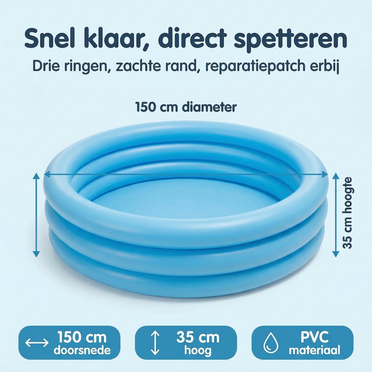 Lomera Opblaaszwembad - Kinderzwembad - Kinderbad - Opblaasbaar Zwembad - Opblaasbadje - Kinderbadje - Baby Zwembad - Baby Badje - Peuter Zwembad - Peuterbadje - 3 Ring Zwembad - Opblaaszwembad Rond — afbeelding 7
