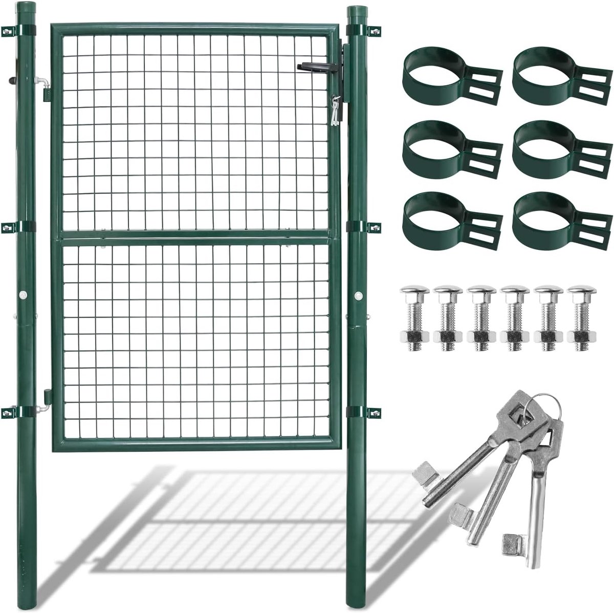 Tuinpoort - Hekdeur Omheining - Tuin Afscheiden - Verzinkt Staal - 125x100cm - Groen