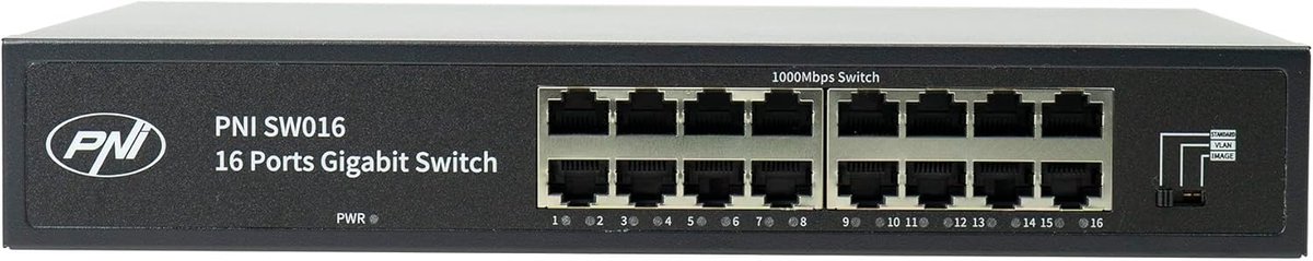 Netwerk Switch - Gigabit Switch - Netwerk Uitbreiding - 16 Poorten - 18 x 4.5 x 27 cm - Zwart