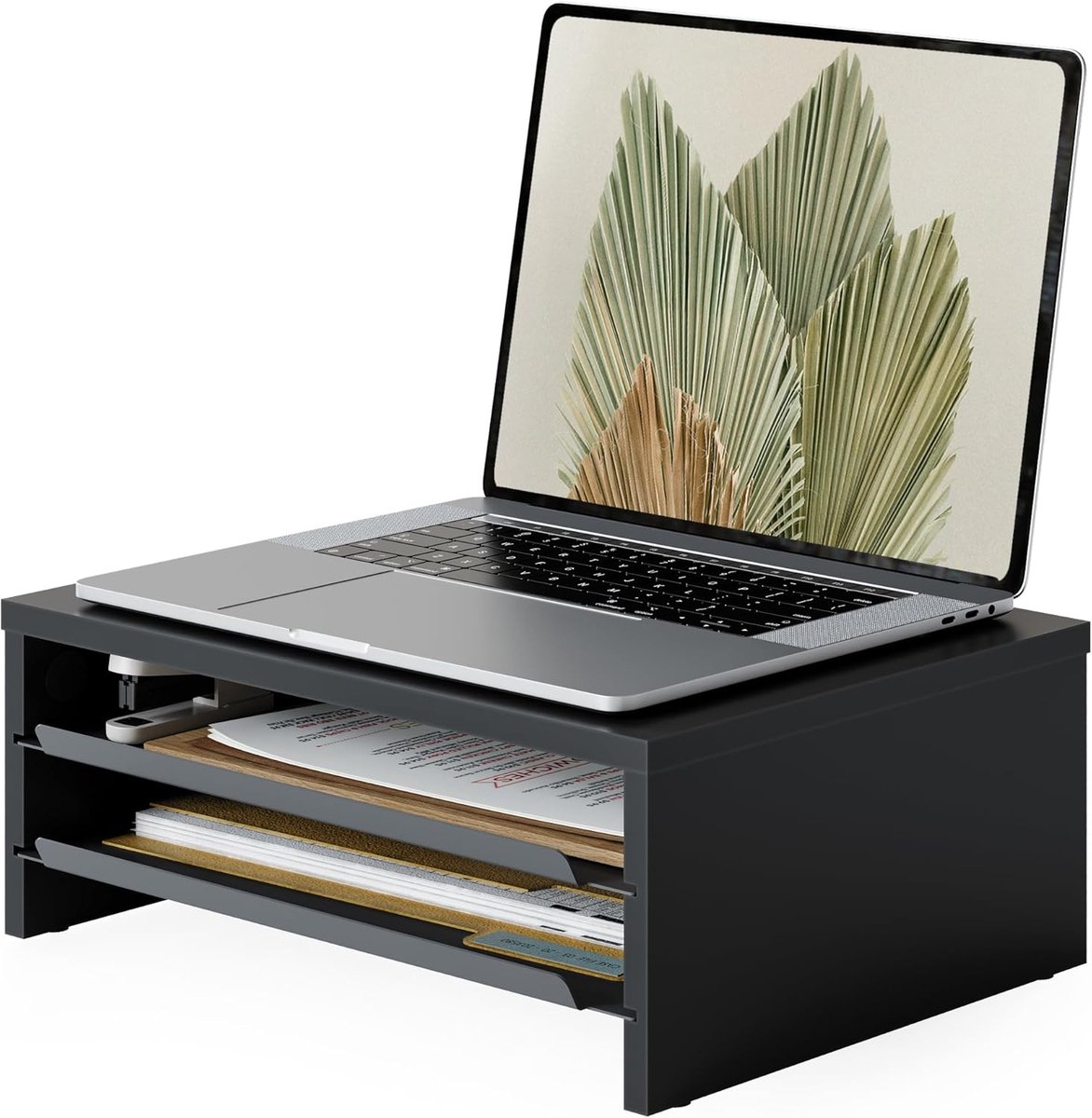 Monitor Verhoger - Bureau Organizer - Werkplek Verbeteren - Met Lade - 36 cm Breed - Zwart